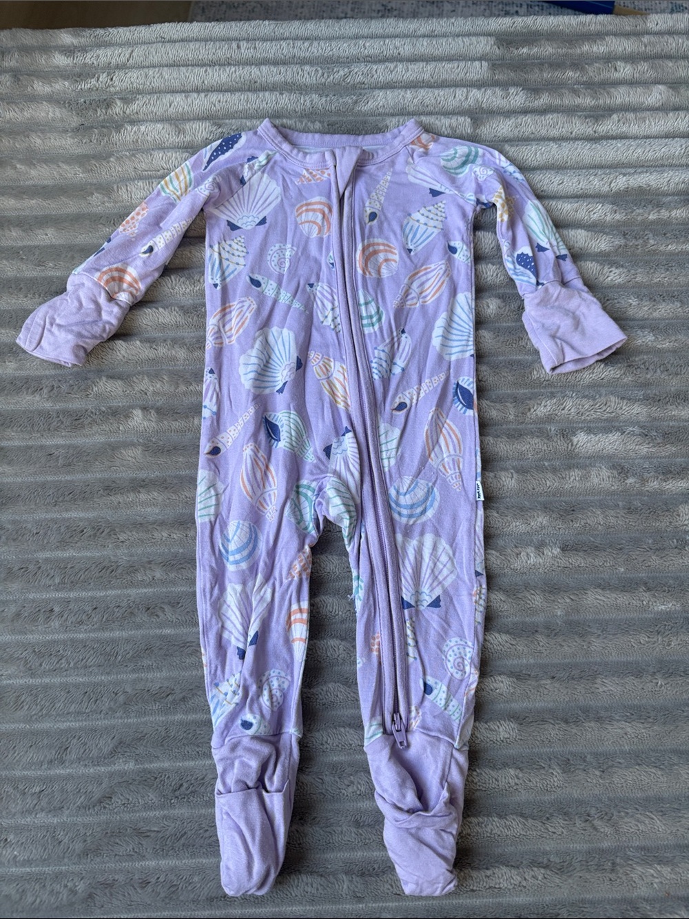 Little Sleepies Lavender Shell-Print Footed One-Piece